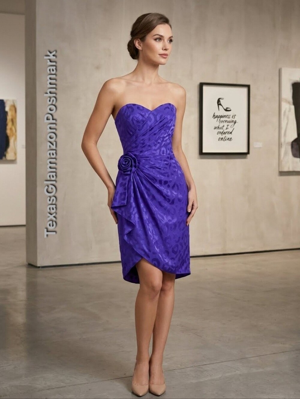 A.J Bari Vintage Strapless Silk Dress